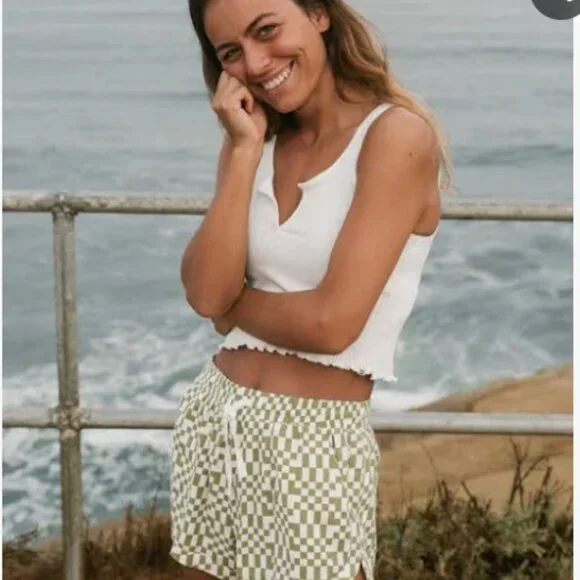 Billabong Road Trippin Green & White Checkered Shorts - Picture 2 of 4